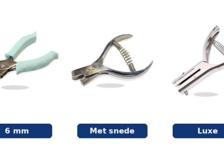 Vijf professionele gaatjestangen voor keuringsstickers
