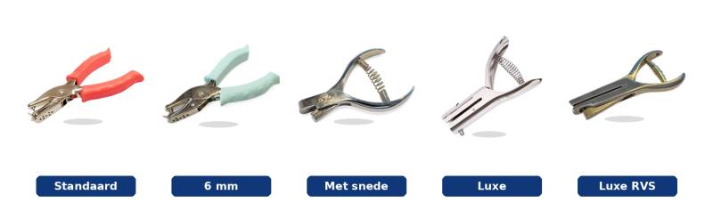 Vijf professionele gaatjestangen voor keuringsstickers