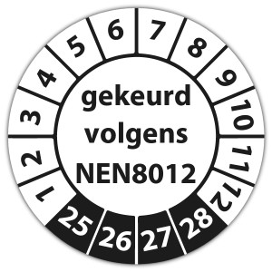 Keuringssticker gekeurd volgens NEN 8012 - 