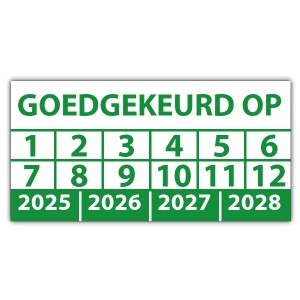 Keuringssticker goedgekeurd op - 