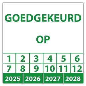 Keuringssticker goedgekeurd op - 