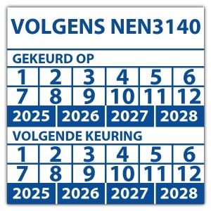 Keuringssticker dubbel volgens NEN 3140 - 