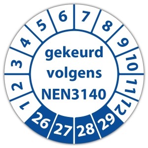 Keuringssticker "gekeurd volgens NEN 3140"