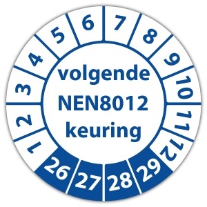 Keuringssticker volgende NEN 8012 keuring - 
