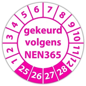 Keuringssticker gekeurd volgens NEN 365 - 